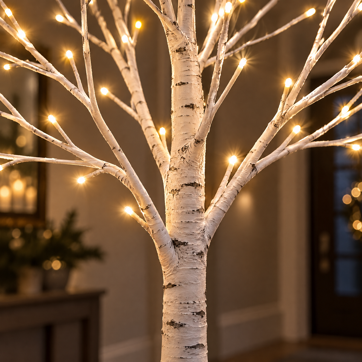 led-lichtboom in berkenlook met afstandsbediening