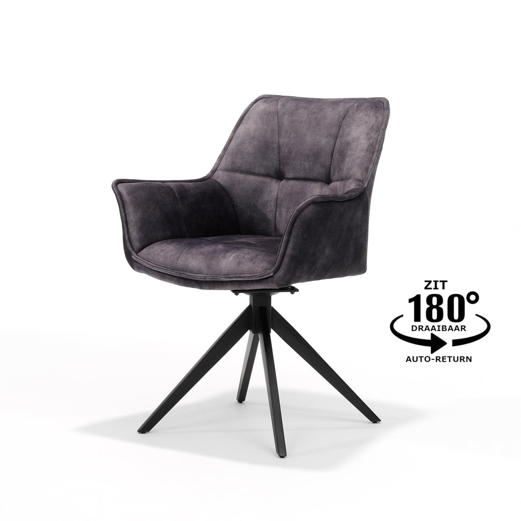 magnus armchair - fabric aurora anthracite - swivel base