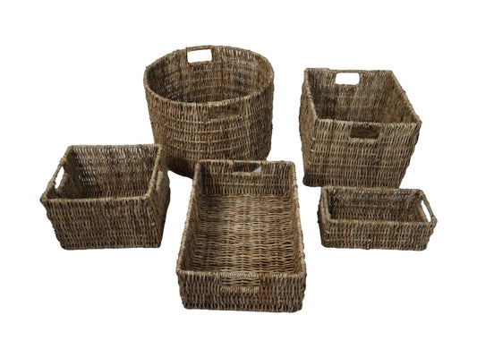 Basket set - ø47x30 - Natural - banana leaf - set of 5