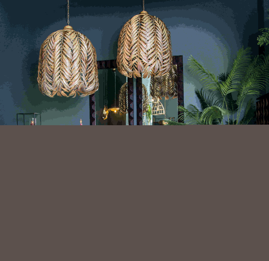 mea gold metal pendant lamp with long palm leaves l