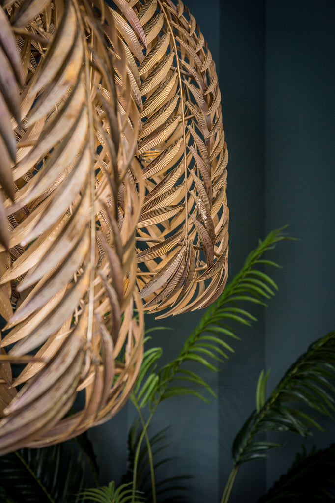 mea gold metal pendant lamp with long palm leaves l