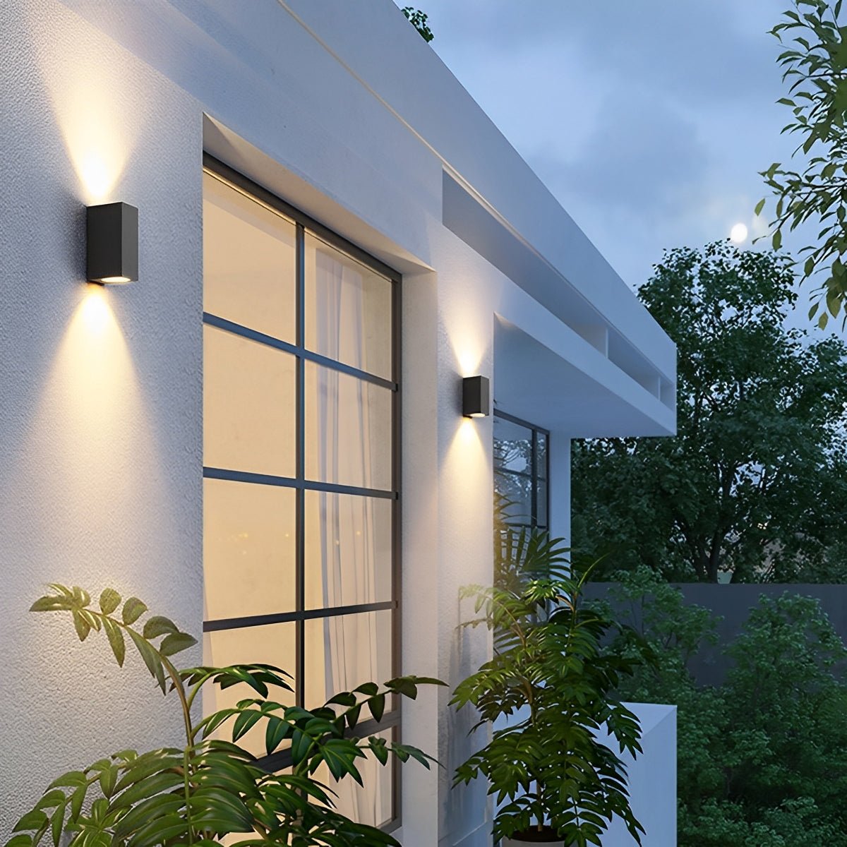 vierkante waterdichte buiten wandlamp in moderne zwarte uitvoering aan de muur