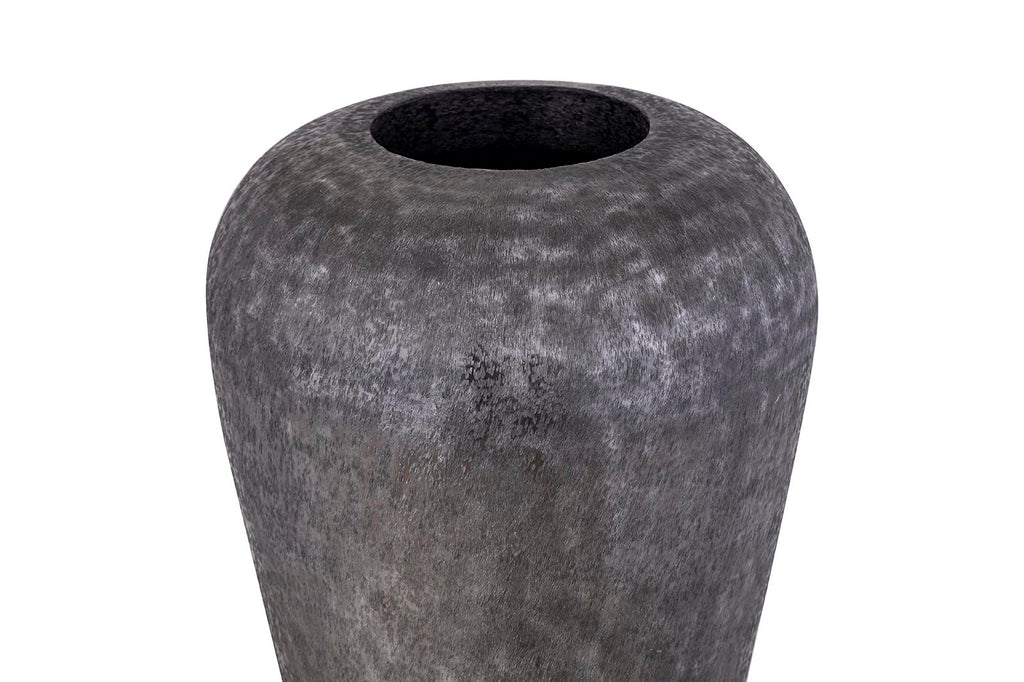 mumbay black brushed aluminum pot round l