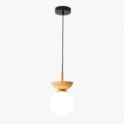 Strakke Scandinavische hanglamp van halfhout voor een moderne uitstraling