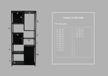 Open shelving unit Levels - 78x35x178 - Black - Mango wood/iron