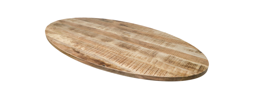 ovaal tafelblad - 180x100x4 - naturel - mangohout