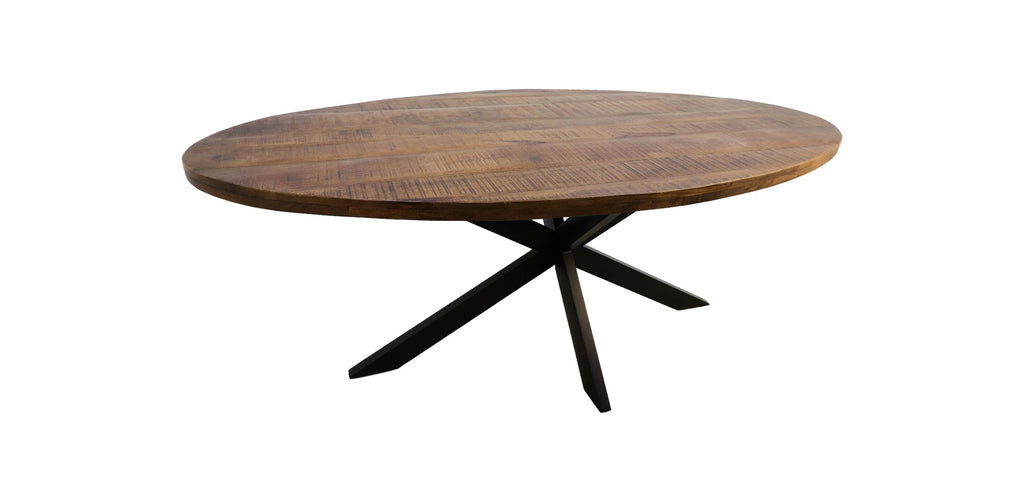 oval dining table melbourne - 200x100x76 - natural - mango wood/iron