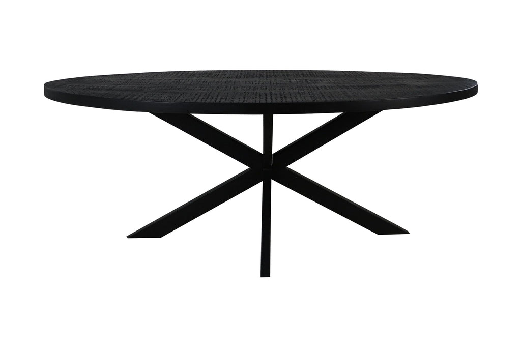 oval dining table melbourne - 200x100x76 - black - mango wood/iron