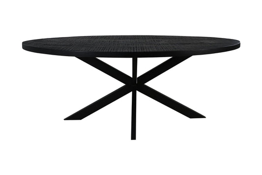 Oval dining table Melbourne - 200x100x76 - black - mango wood/iron