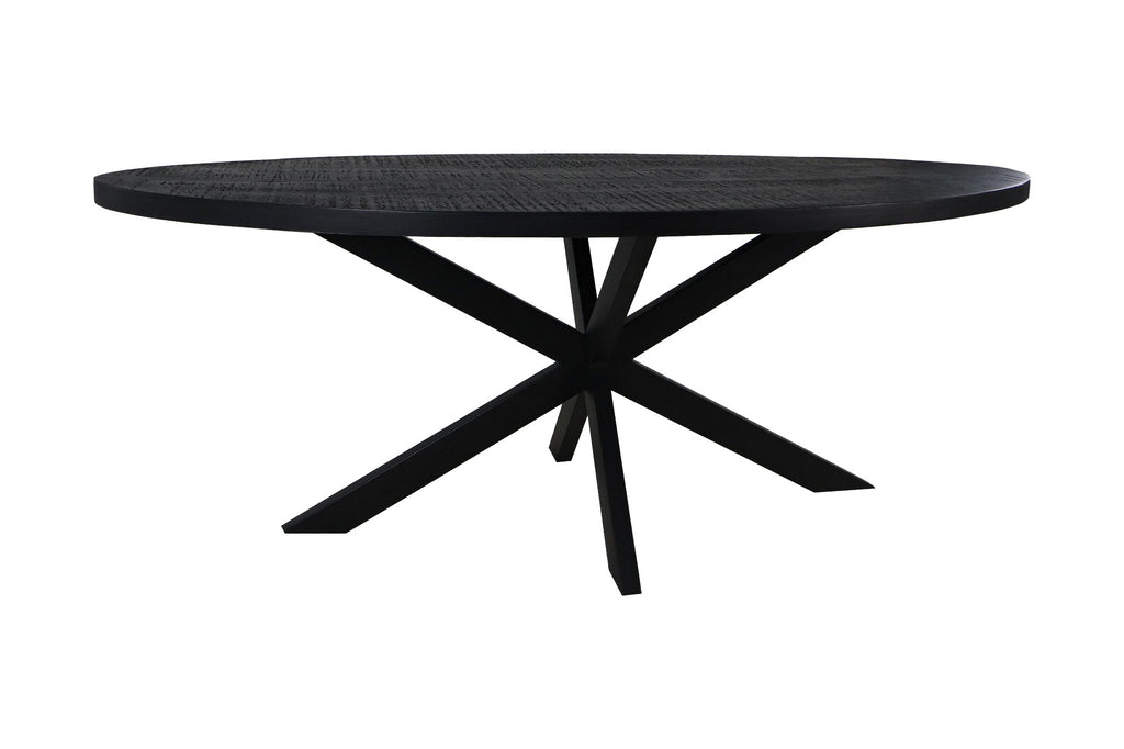 oval dining table melbourne - 200x100x76 - black - mango wood/iron