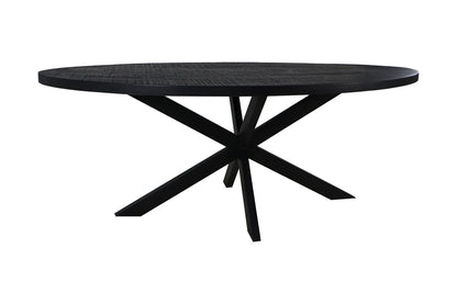 Oval dining table Melbourne - 200x100x76 - black - mango wood/iron