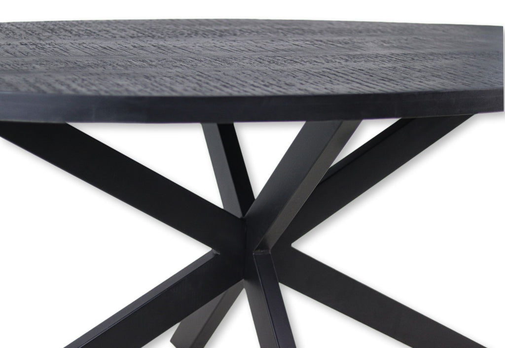 oval dining table melbourne - 200x100x76 - black - mango wood/iron