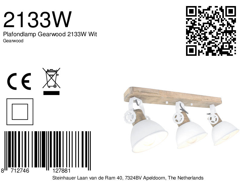 plafondlamp gearwood 2133w wit