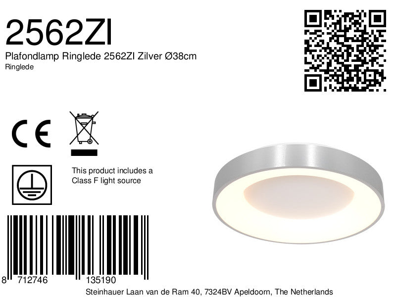 ceiling lamp ringlede 2562zi silver ø38cm