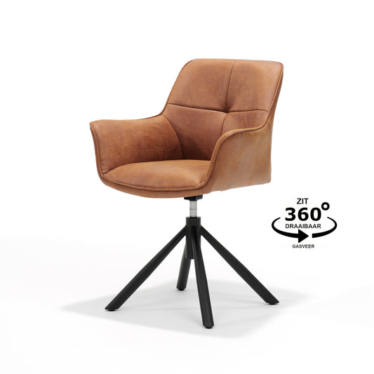 Fast armchair T2-360 Bull Microleder Camel #09, with a 360 degree swivel base.