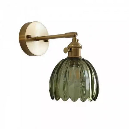 Vintage Tulip Glass Wall Lamp with Floral Design