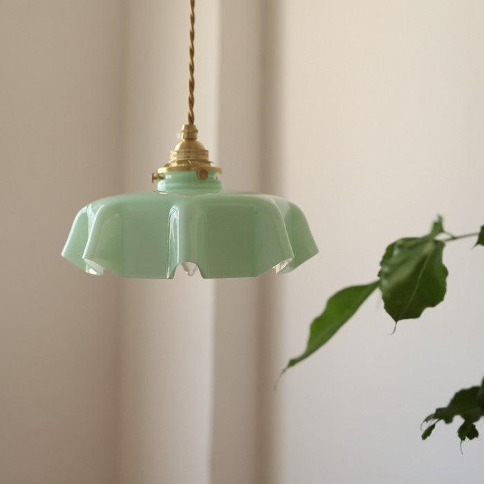 vintage crème kleurige glazen bloem hanglamp