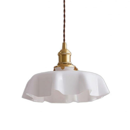 Vintage Crème Kleurige Glazen Bloem Hanglamp