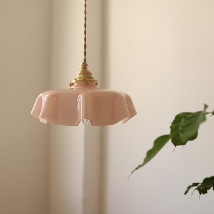 vintage crème kleurige glazen bloem hanglamp