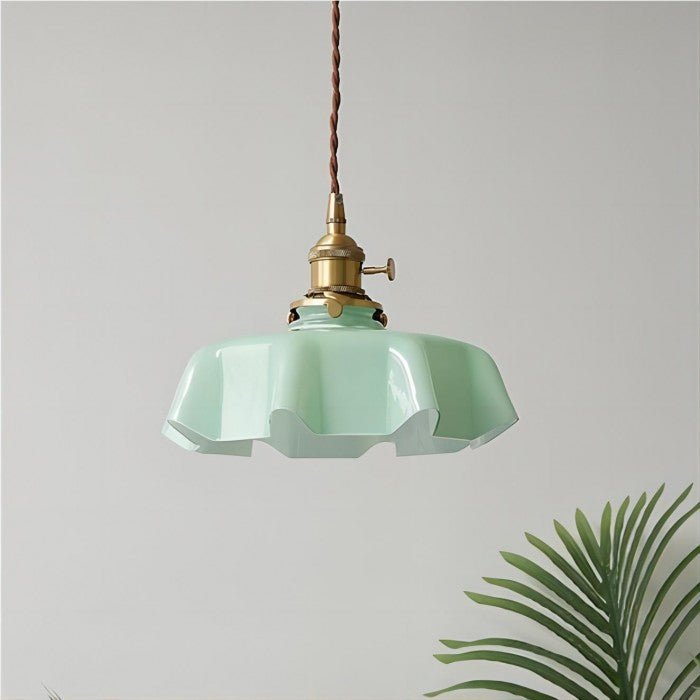 vintage crème kleurige glazen bloem hanglamp