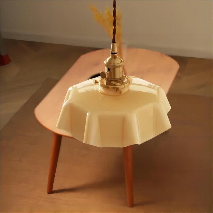 vintage crème kleurige glazen bloem hanglamp