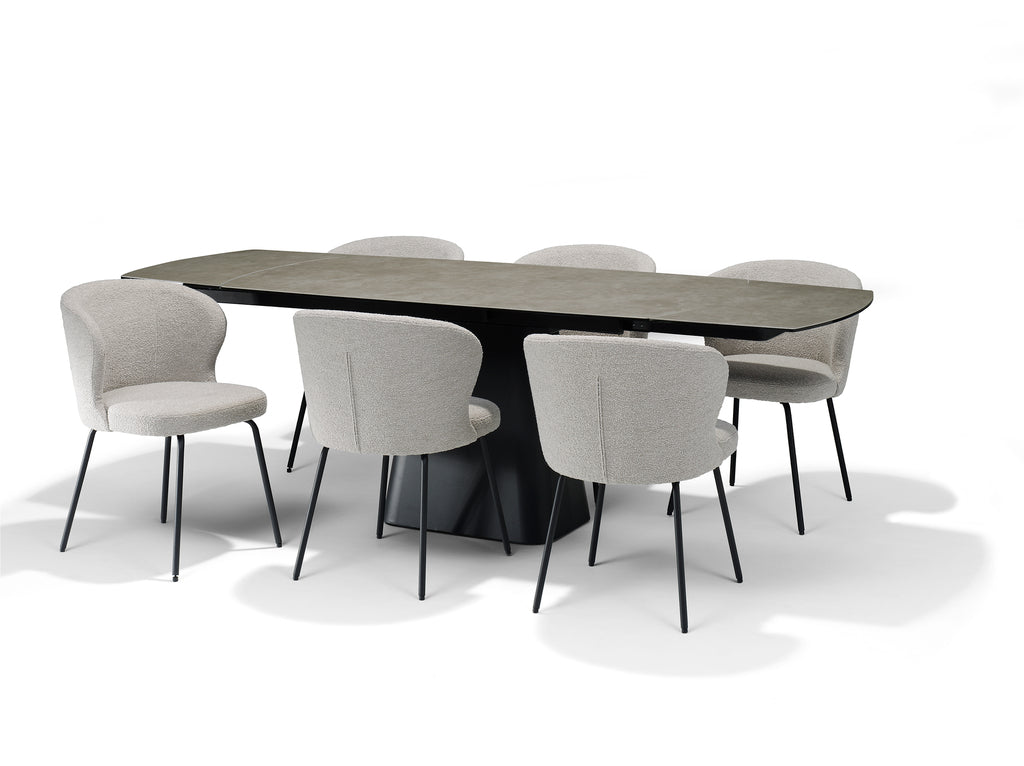 rick eetkamertafel glas-keramiek taupe 160-240x90 uitschuifbaar