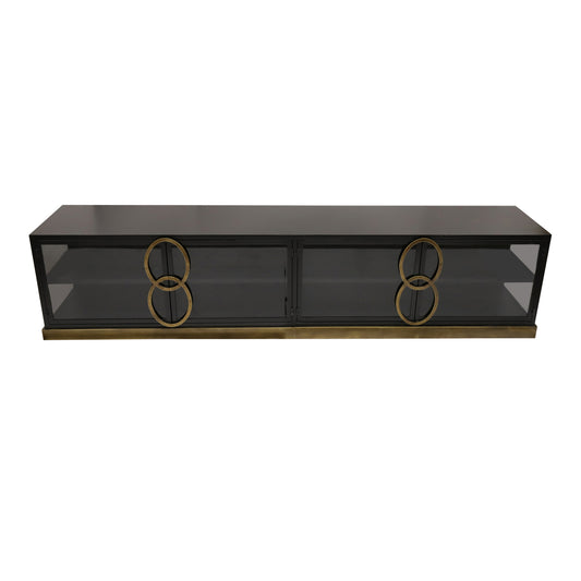 Riho Black metal cabinet with low smoked glass doors