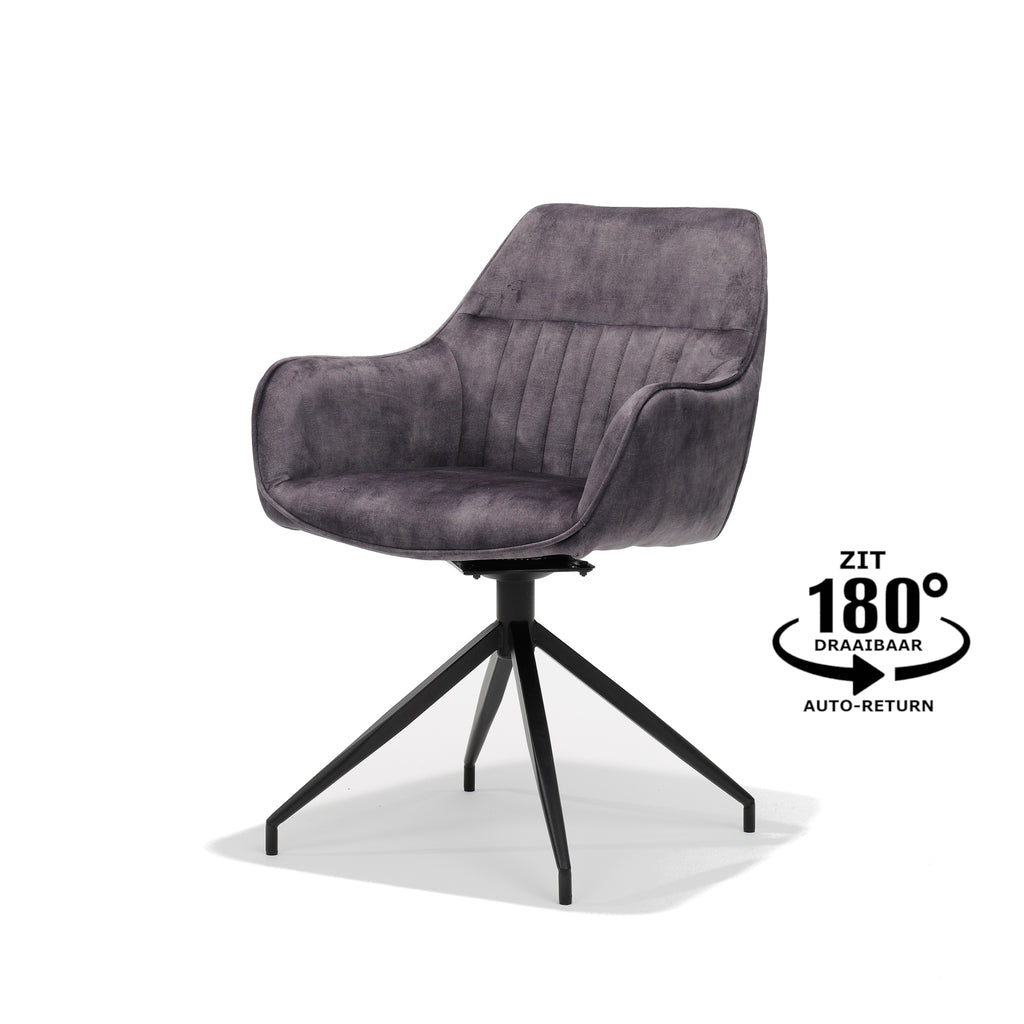 romeo m4 armchair - aurora velours anthracite - swivel