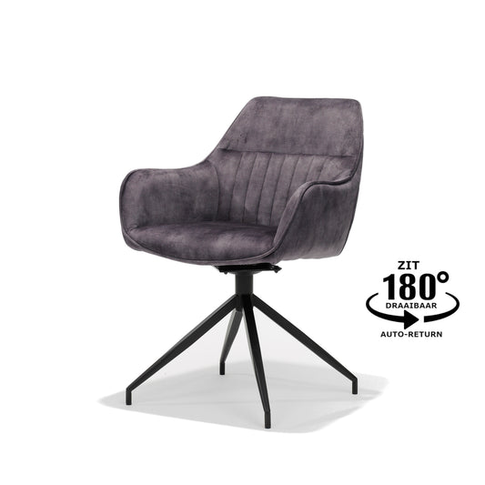 Romeo M4 armchair - Aurora Velours Anthracite - swivel