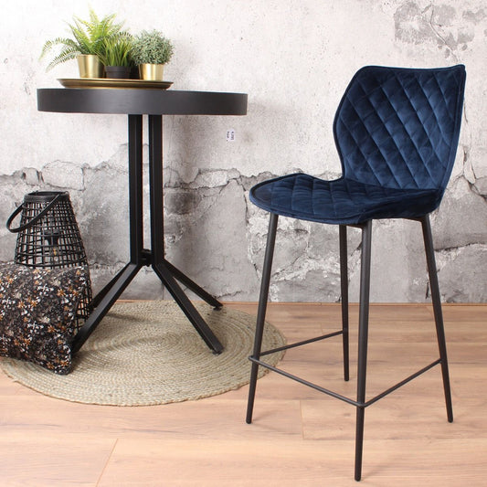 Ruby bar stool velvet 66 cm blue