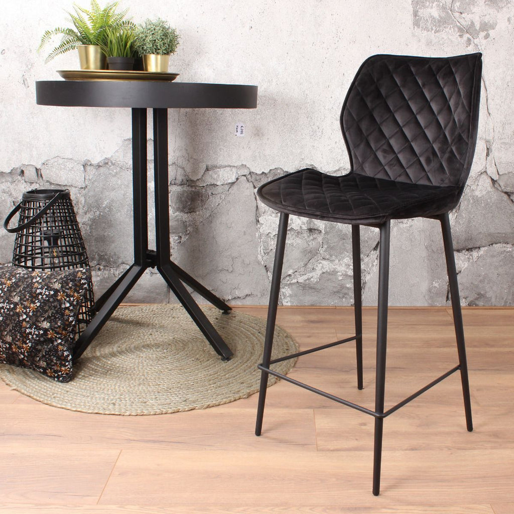 ruby bar stool velvet 66 cm black