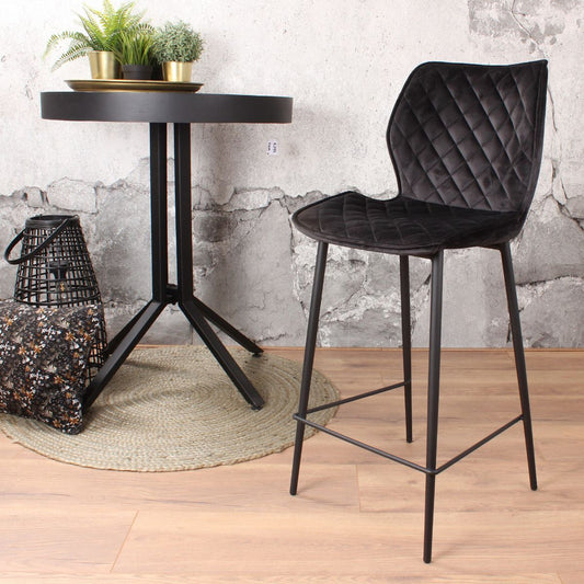 Ruby bar stool velvet 66 cm black