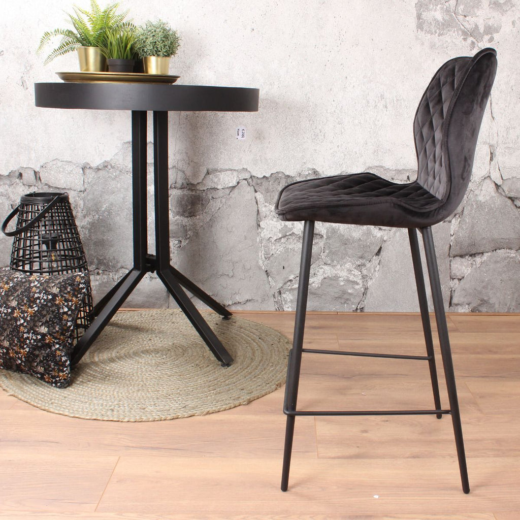 ruby bar stool velvet 66 cm black