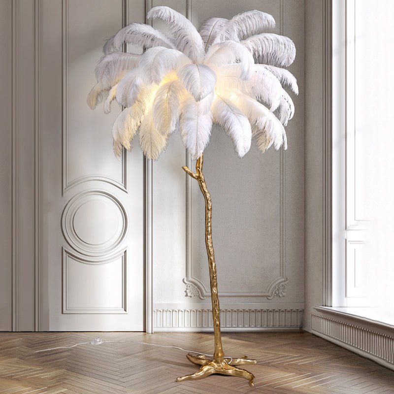 stijlvolle nordic struisvogel veren vloerlamp voor een luxe interieur