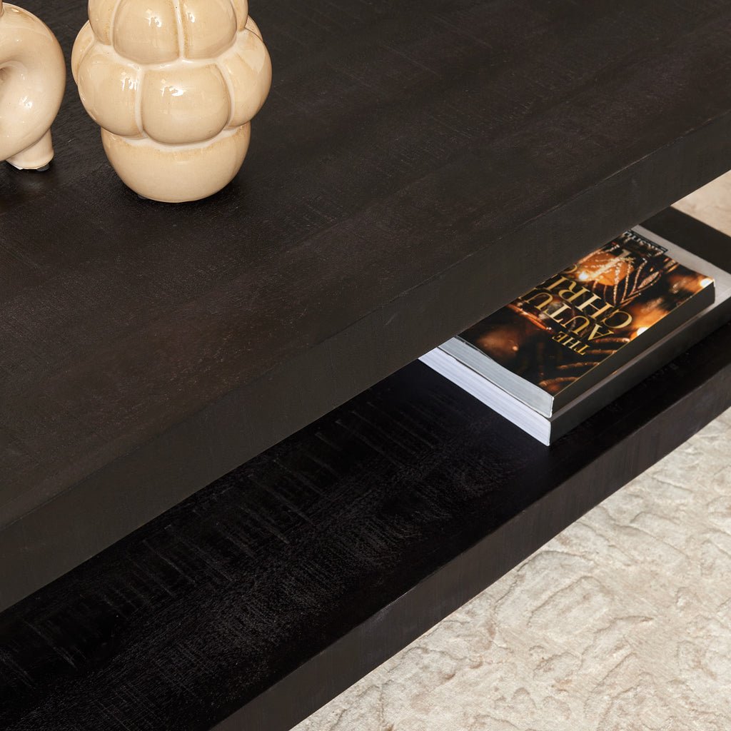 boaz black coffee table with lower shelf | 110 cm