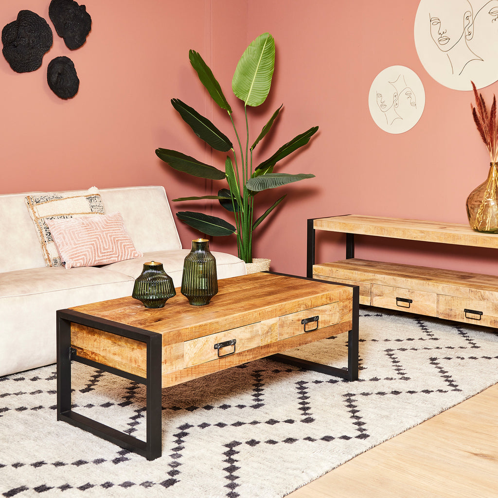 boaz coffee table with 2 drawers | 120 cm