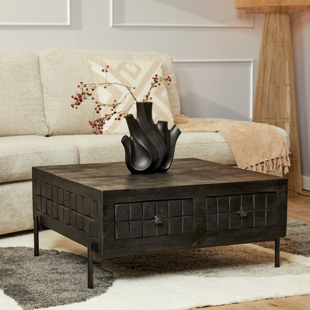 brandy black coffee table | 80x80 cm