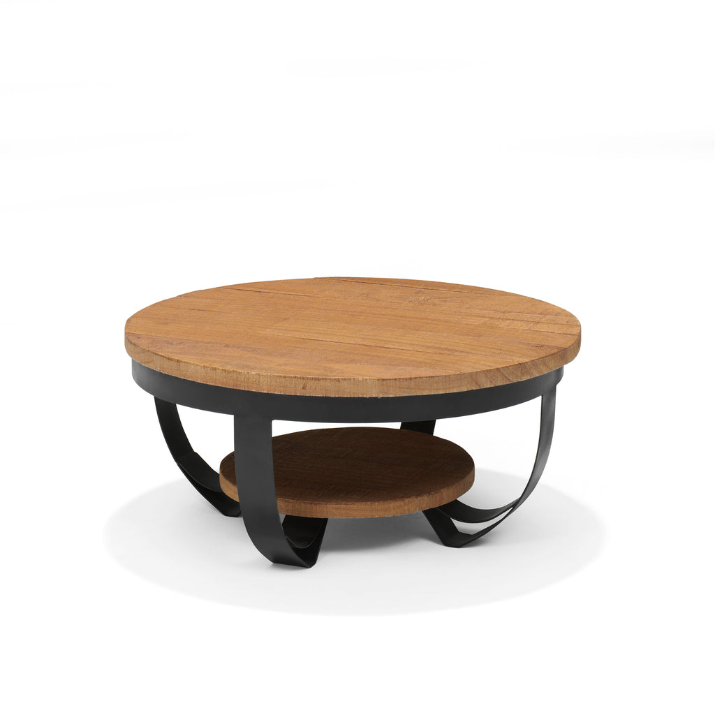 paris 70 round coffee table black + natural