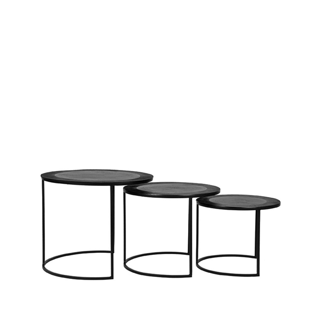 label51 coffee table set tres - black - metal