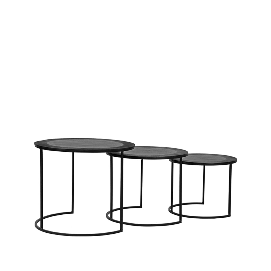 label51 coffee table set tres - black - metal