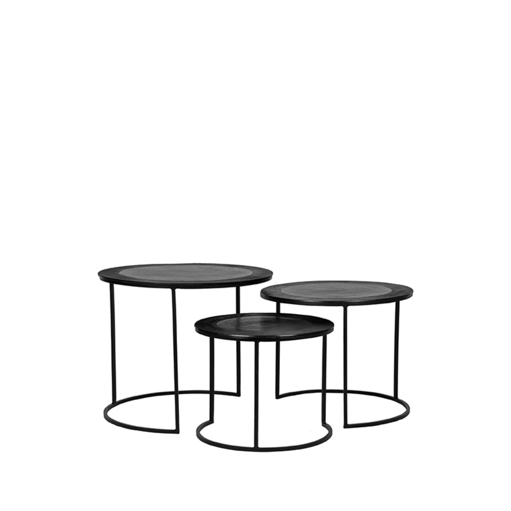 label51 coffee table set tres - black - metal