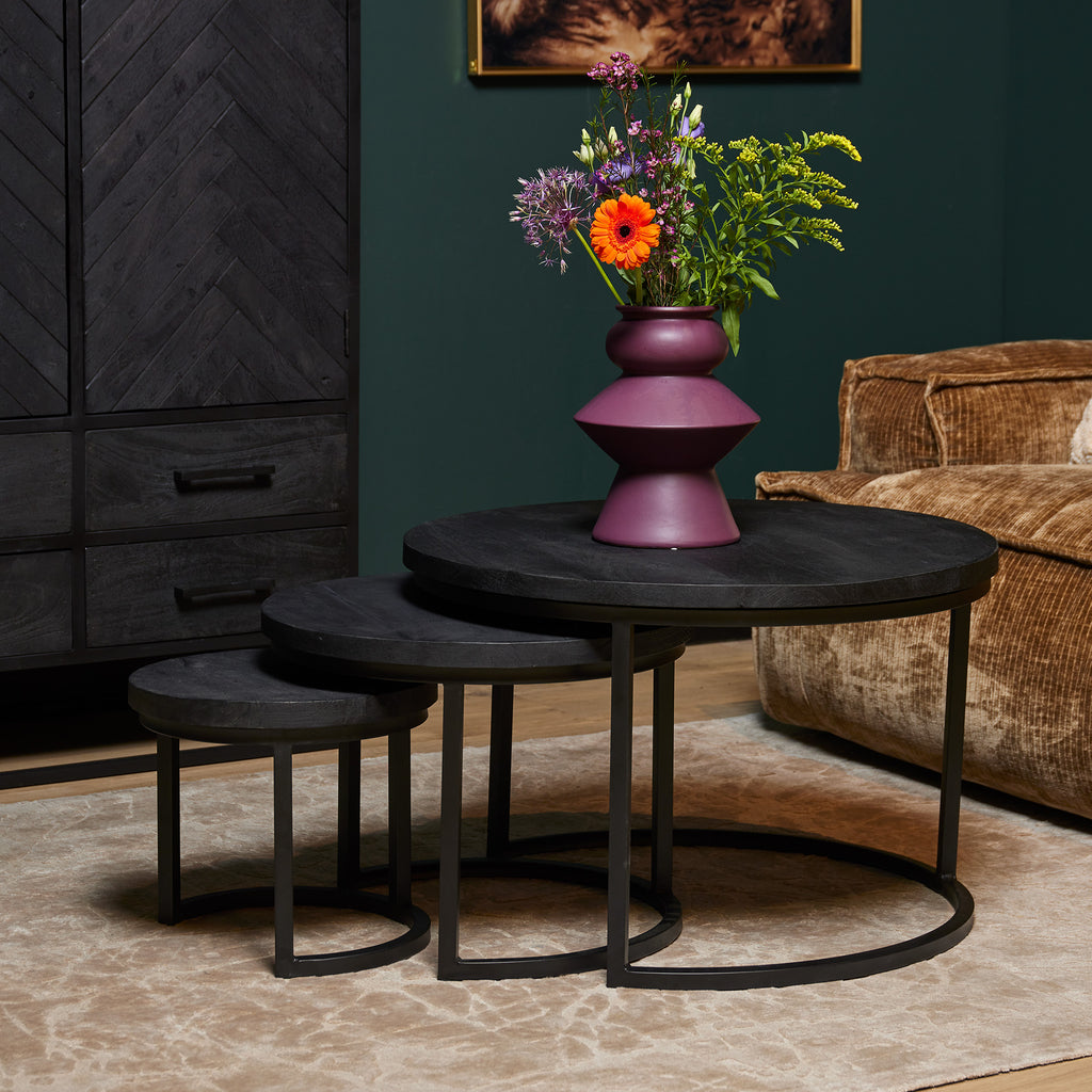 coffee table triole all black | set of 3