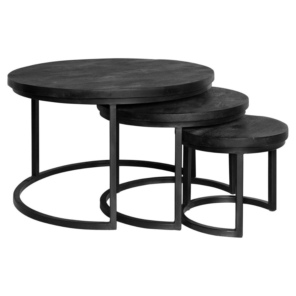 coffee table triole all black | set of 3