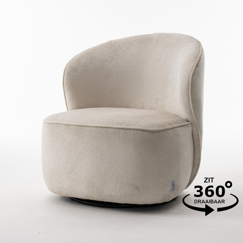 sammy swivel armchair fabric loris #01 cream