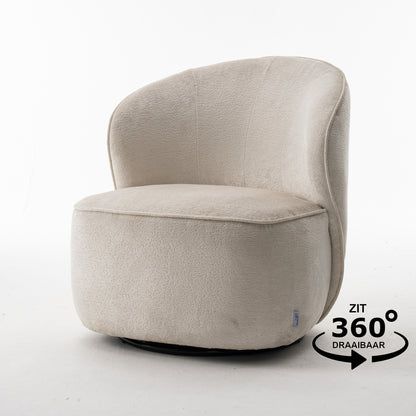 Sammy Swivel Armchair Fabric Loris #01 Cream