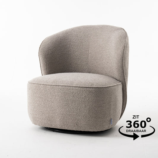 Sammy Swivel Chair Fabric Teddy #01 Natural