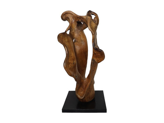 Standing deco abstract medium - 40x40x95 - Natural/metal - Teak root wood