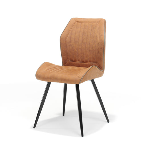 Chair Girona black Fabric Soft Cognac