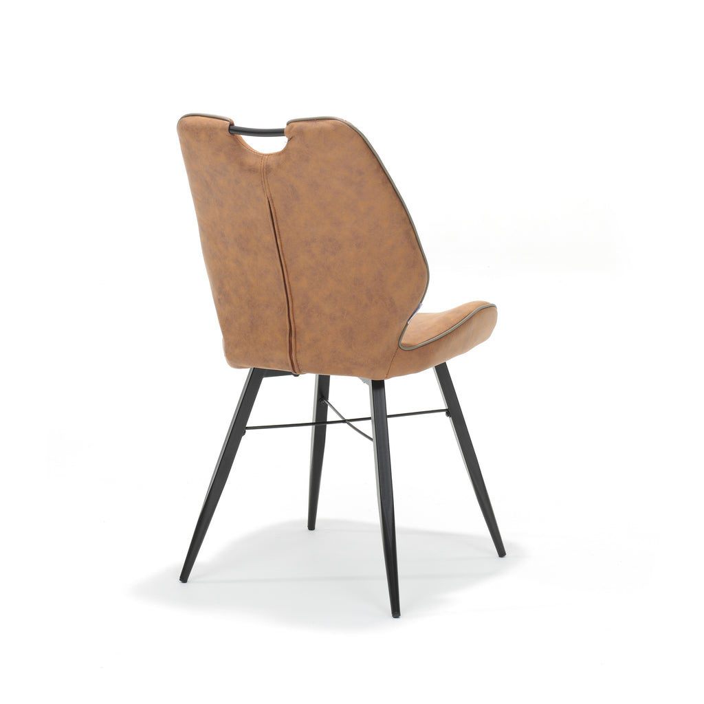 chair quattro black fabric soft cognac