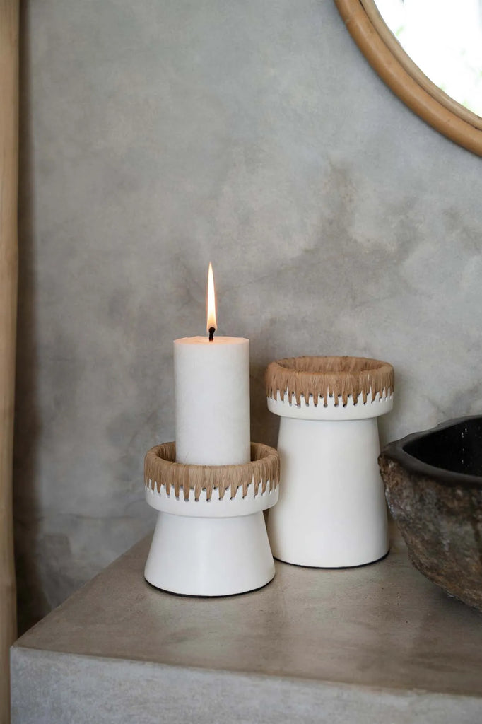 the pretty candle holder - white natural - l